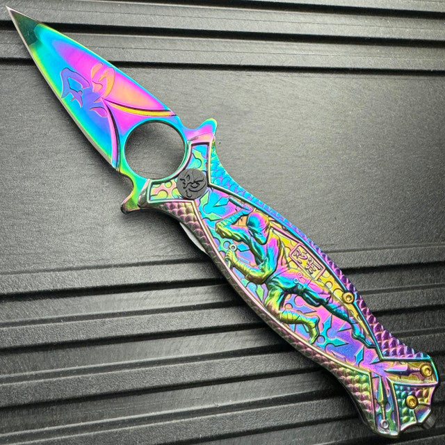 Ninja Ninjutsi Rainbow Fade Spring Assisted Pocket Knife
