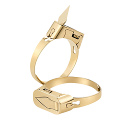 Metal Self Defense Ring Knife Gold - BLADE ADDICT