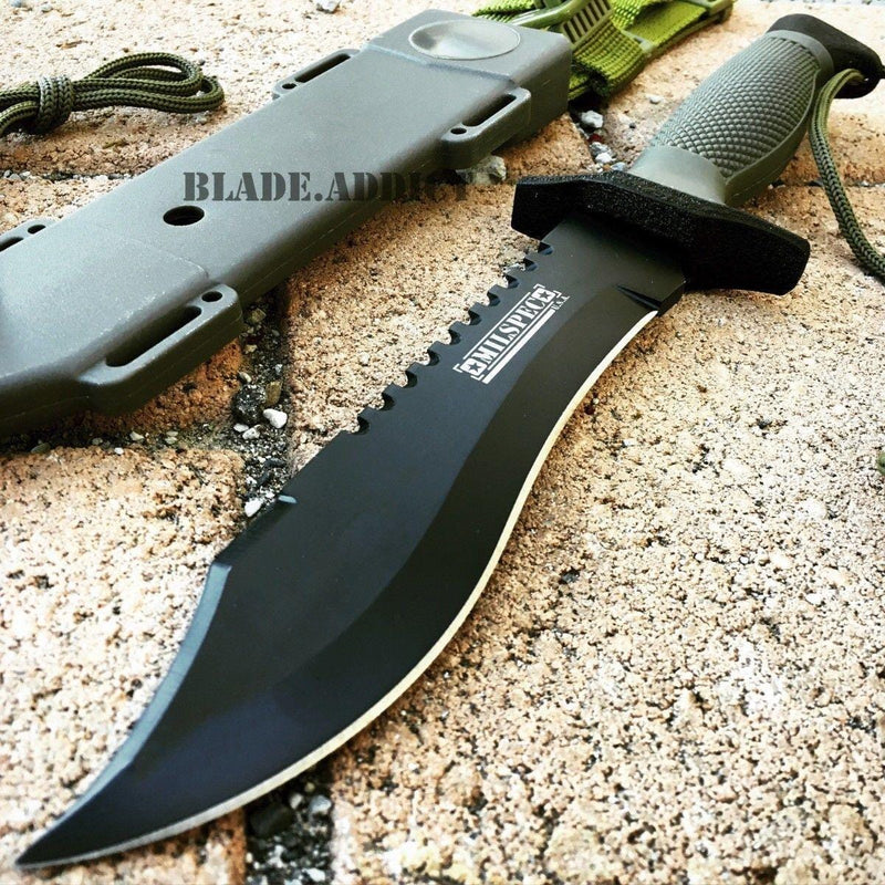 12" Military BOWIE SURVIVAL HUNTING KNIFE - BLADE ADDICT