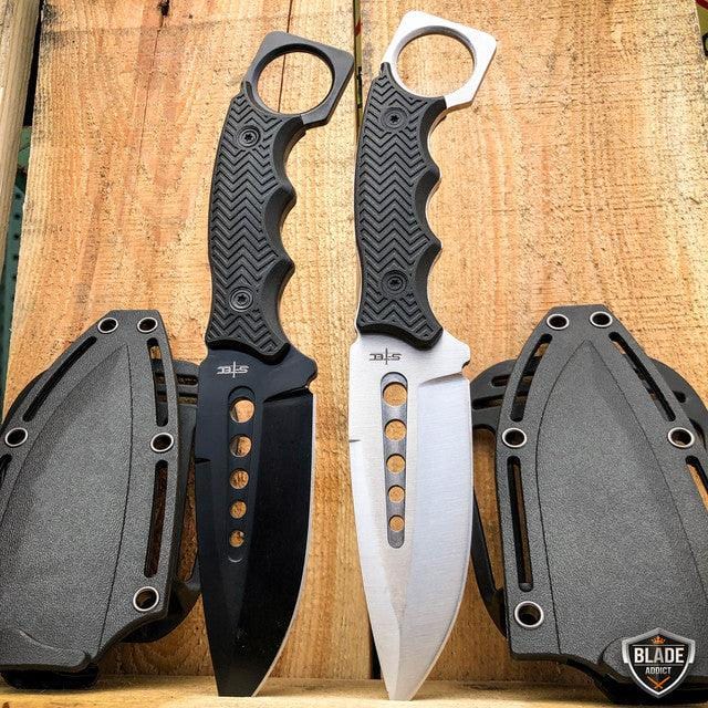 8.5" Fixed Blade Tactical Hunting Knife with Paddle ABS Belt Loop Holster Sheath - BLADE ADDICT