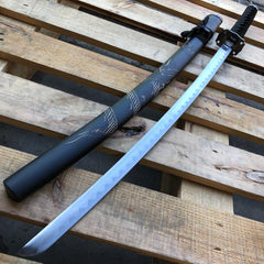 Real Japanese Samurai Sword KATANA High Carbon Steel Ninja Blade Black - BLADE ADDICT