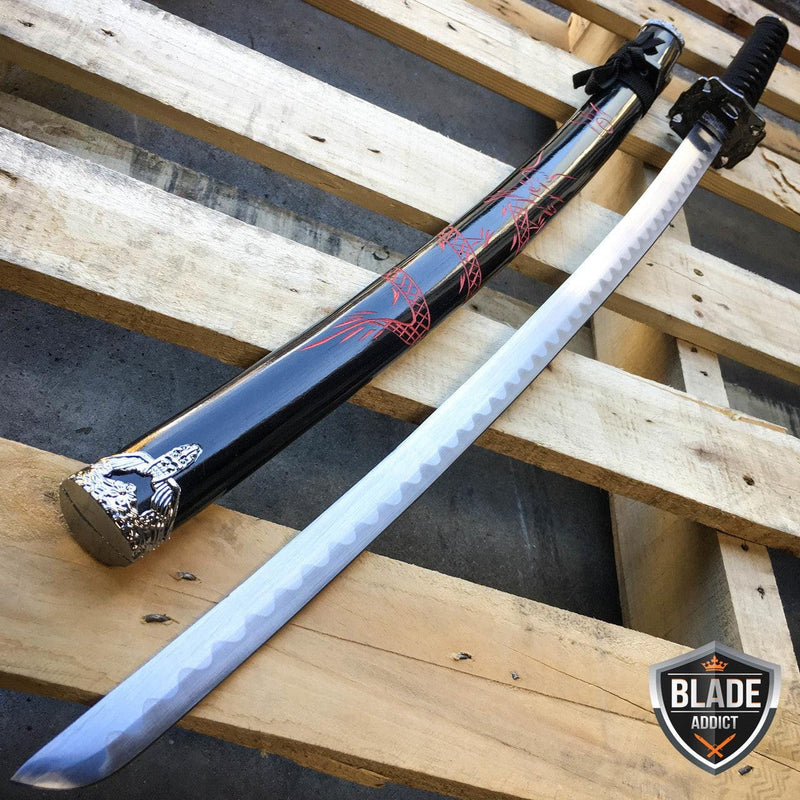 KATANA Samurai Sword High Carbon Steel Ninja Blade RED Dragon Tang - BLADE ADDICT