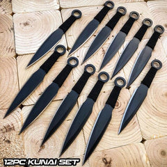 12PC Black Ninja Throwing Knives For Sale Tactical - BLADE ADDICT