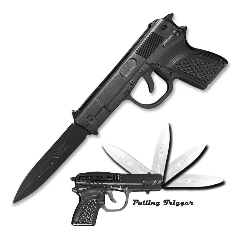 Top-Open Trigger Mechanism Pistol Gun Pocket Knife