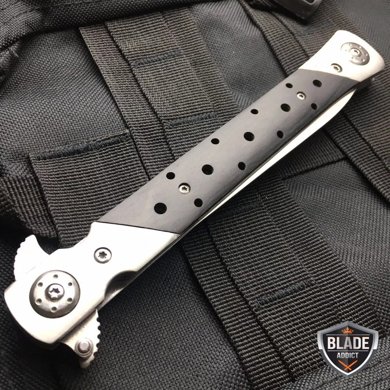 TAC FORCE 13" Spring Assisted Open STILETTO HARDWOOD Pocket Knife