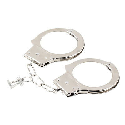 Professional Metal Double Lock Black Steel Hinged Police Handcuffs