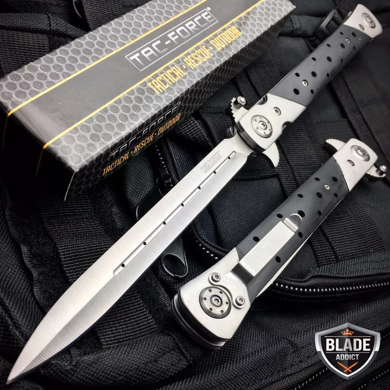 TAC FORCE 13" Spring Assisted Open STILETTO HARDWOOD Pocket Knife