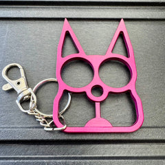 Dark Pink Self Defense Cat Keychain