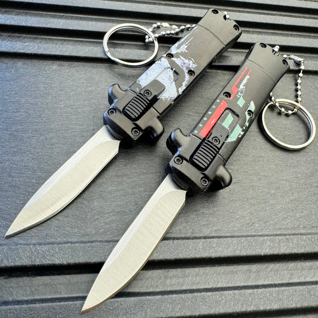 Punisher Mini Stiletto OTF Knife Keychains | BLADE ADDICT