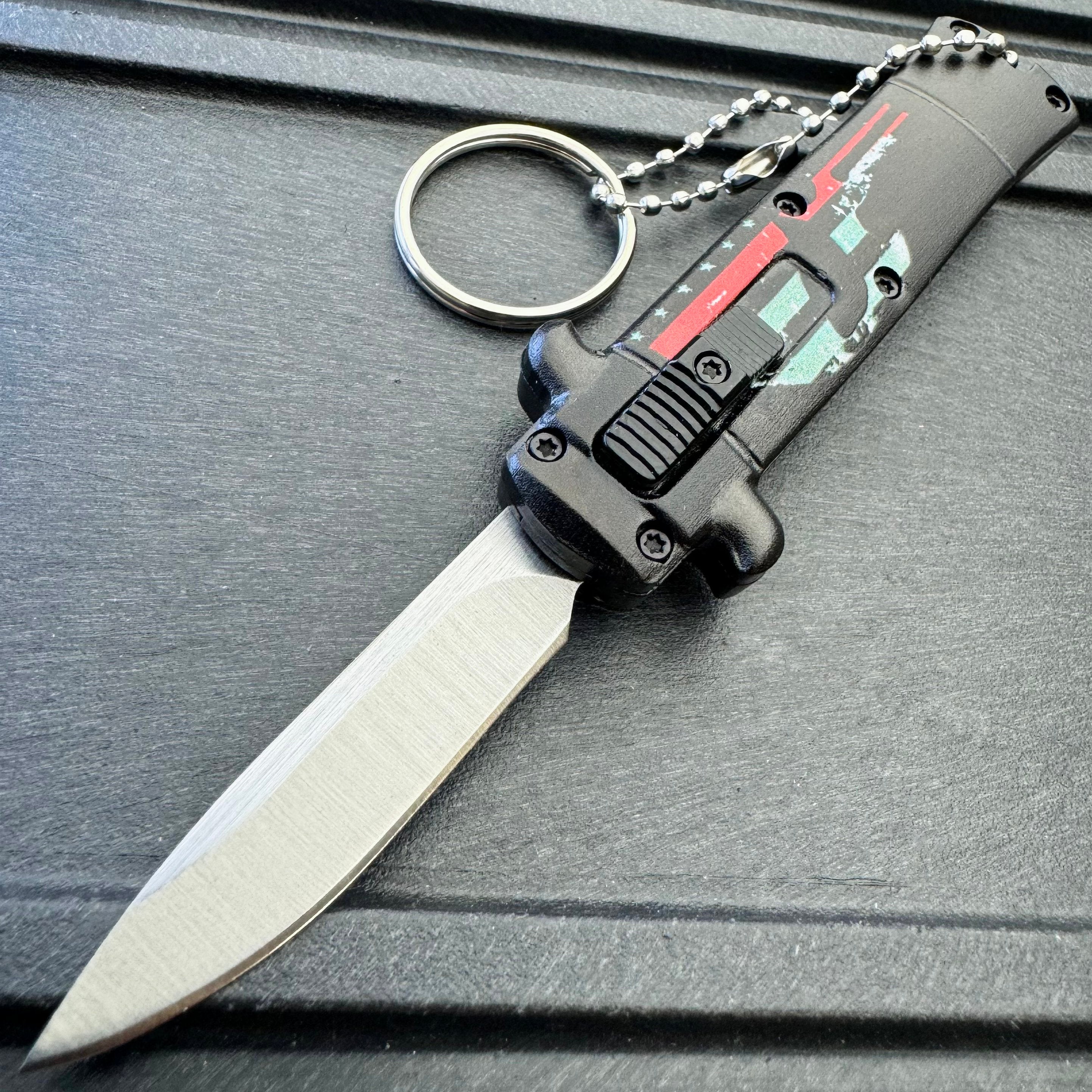 Punisher Mini Stiletto OTF Knife Keychains | BLADE ADDICT