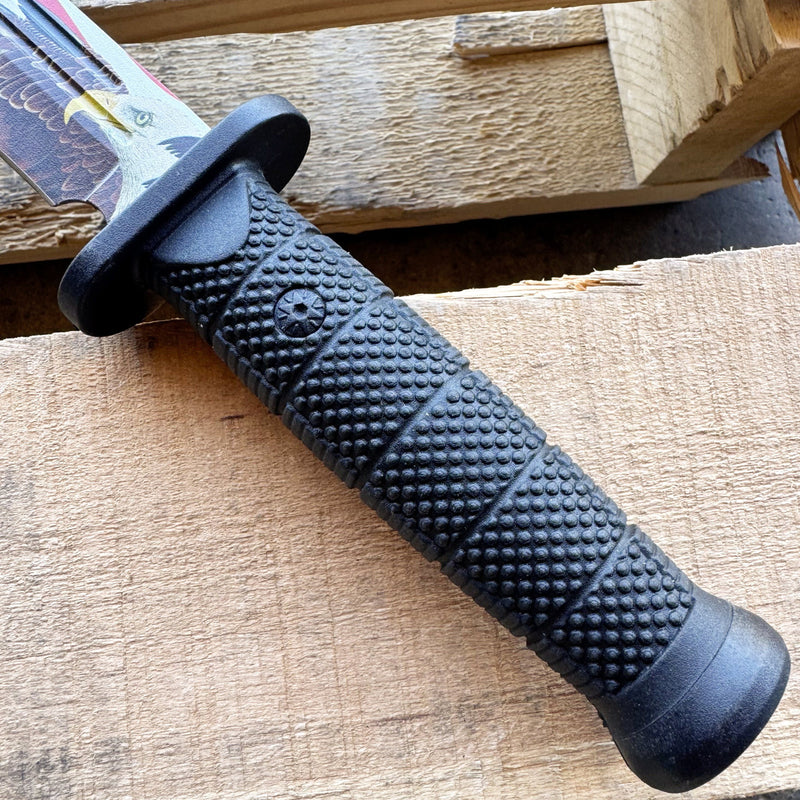 12.5" Military Fixed Blade w/ Bald Eagle USA Flag Design