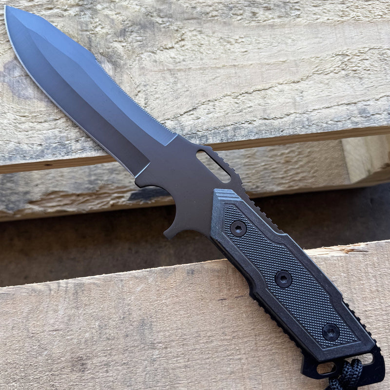 12" Black TACTICAL FIXED BLADE KNIFE