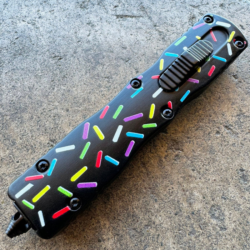 7.5" Sprinkles Black Automatic Dual Action OTF Knife