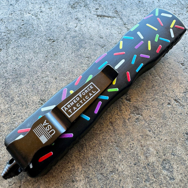 7.5" Sprinkles Black Automatic Dual Action OTF Knife