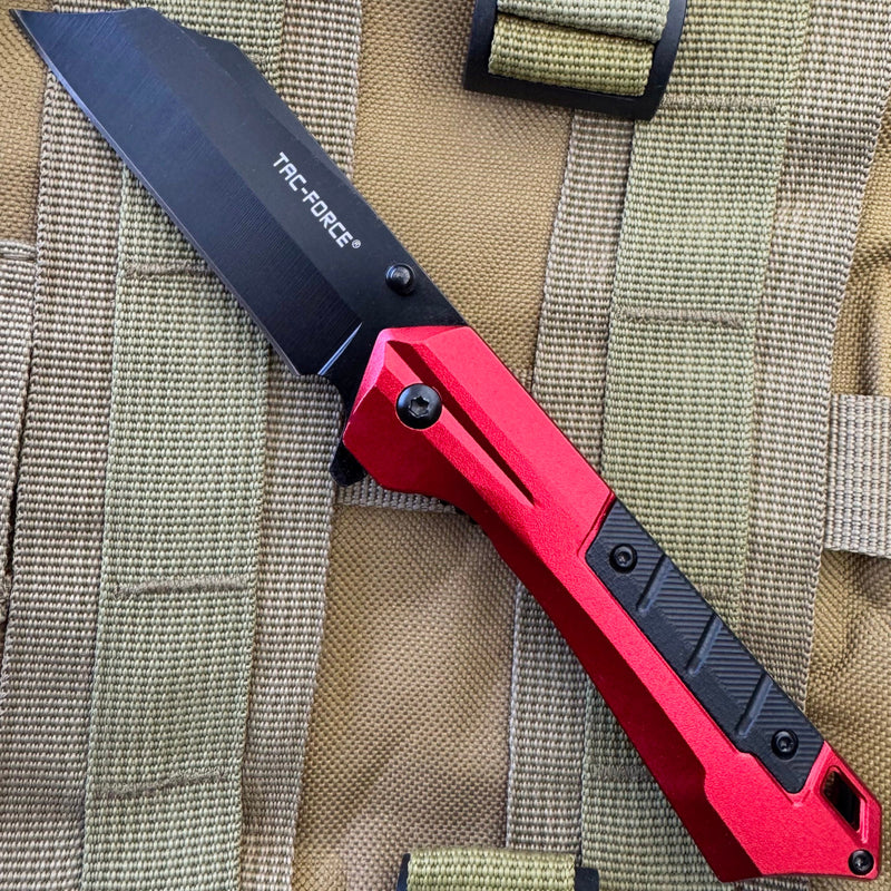 8" Tac Force Cleaver Spring Assisted Pocket Knife Red
