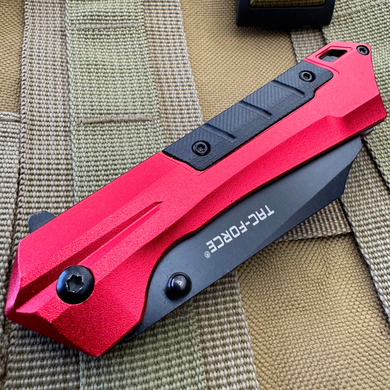 8" Tac Force Cleaver Spring Assisted Pocket Knife Red