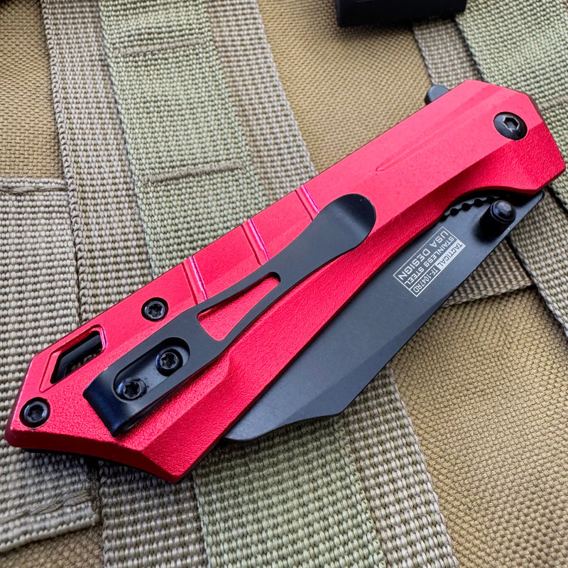 8" Tac Force Cleaver Spring Assisted Pocket Knife Red