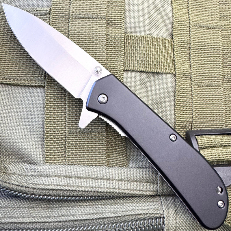 7.5" Black Spring Assisted Pocket Knife