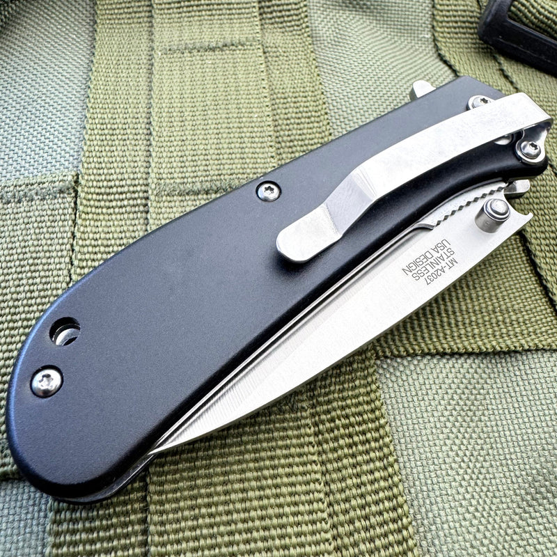 7.5" Black Spring Assisted Pocket Knife