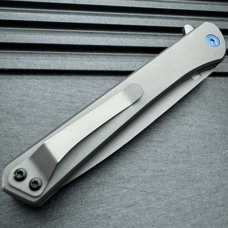 8" Titanium Coating Ball Bearing Folding Pocket Knife w/ Carbon Fiber