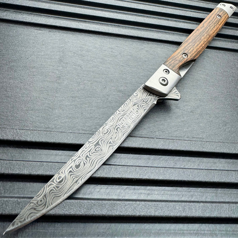 Cadaverous Ball Bearing Folding Pocket Knife w/ Sheath