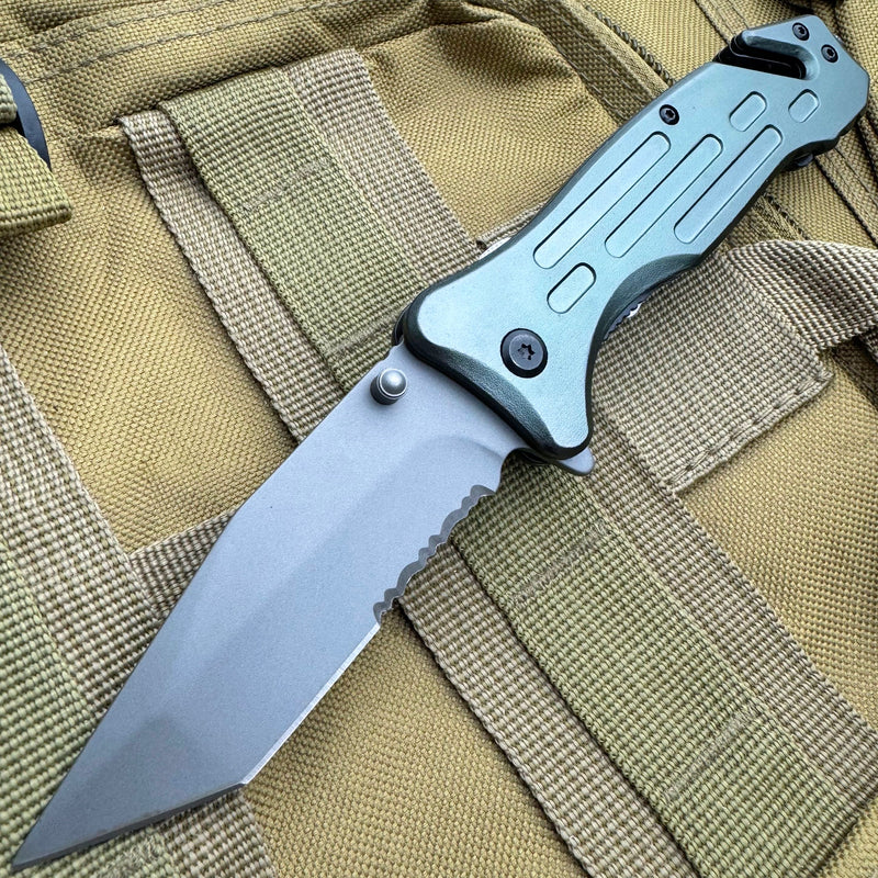 Heavy Duty Survival Tanto Blade Spring Assisted Pocket Knife