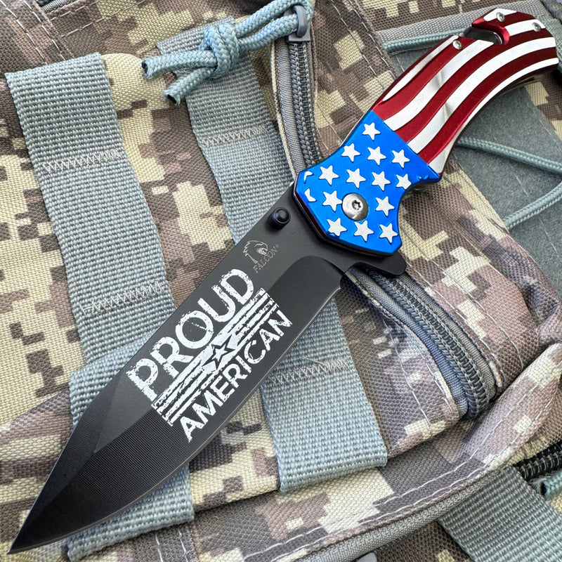 USA Flag Proud American Patriotic Pocket Knife