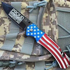 USA Flag Proud American Patriotic Pocket Knife