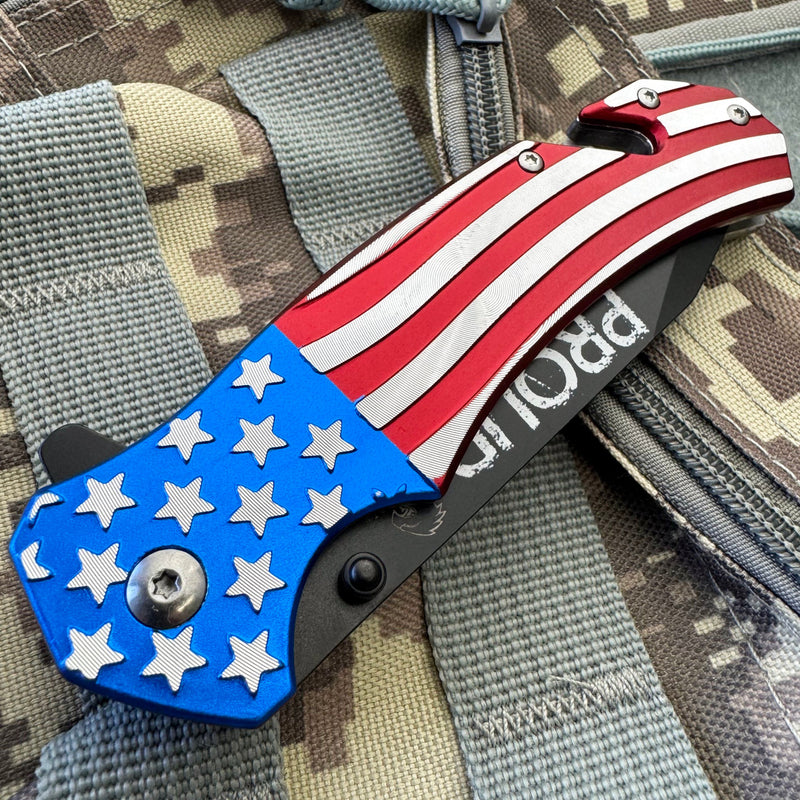 USA Flag Proud American Patriotic Pocket Knife