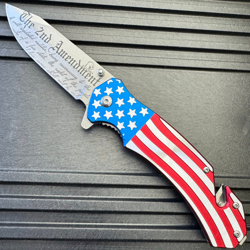 USA American Flag Patriotic 2nd Amendment Pocket Knife