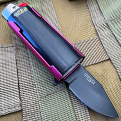 Pink Lighter Holder w/ Spring Assisted Open Folding Pocket Knife Bro EDC Multi-Tool