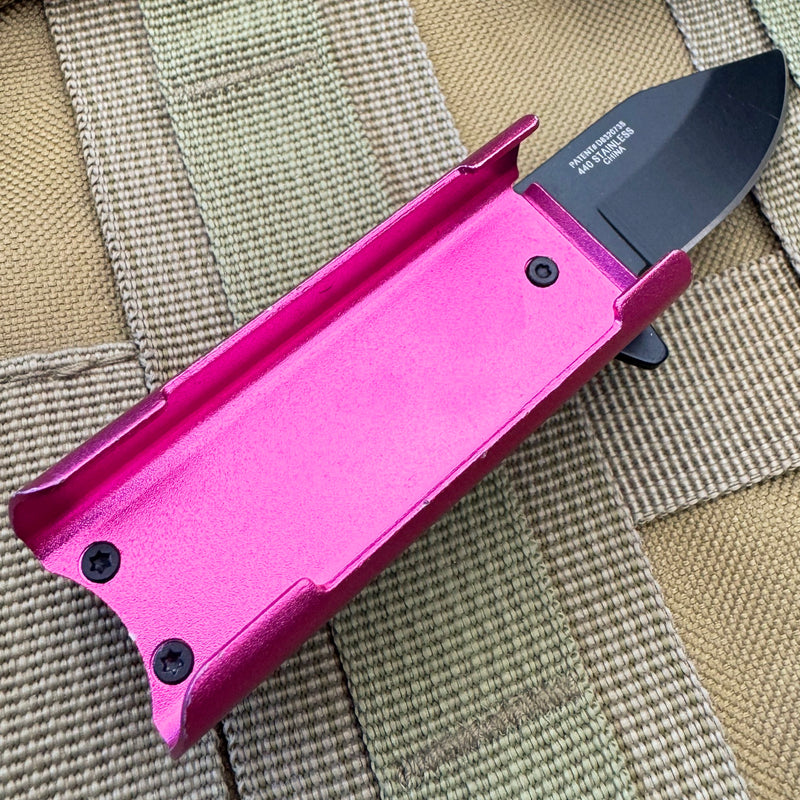 Pink Lighter Holder w/ Spring Assisted Open Folding Pocket Knife Bro EDC Multi-Tool