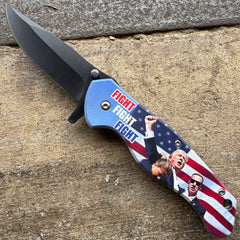 Fight - President Trump Red & Blue Spring Assisted Knife