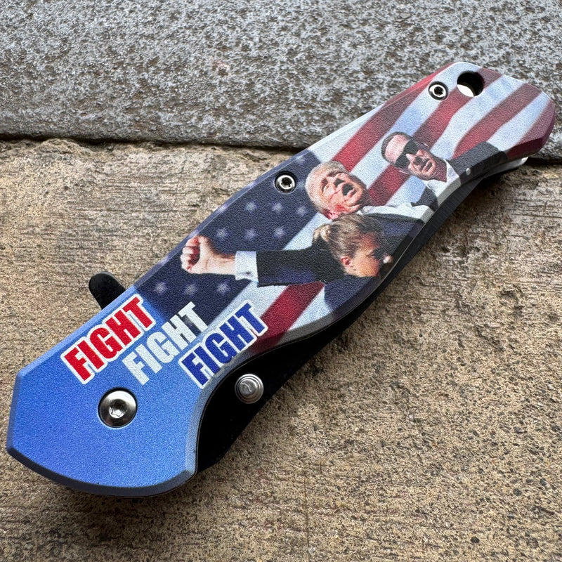 Fight - President Trump Red & Blue Spring Assisted Knife