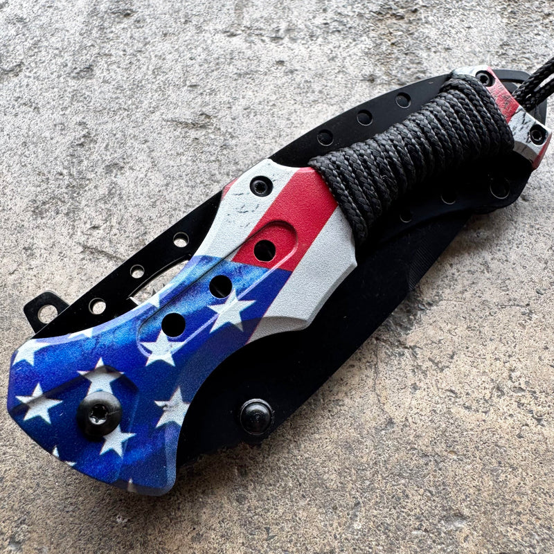 8.25" USA Flag Folding Pocket Knife