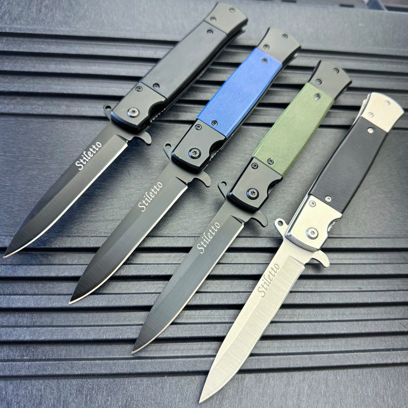 8.5" Military Spring Assisted Open Folding Pocket Knife G10 Handle Blade