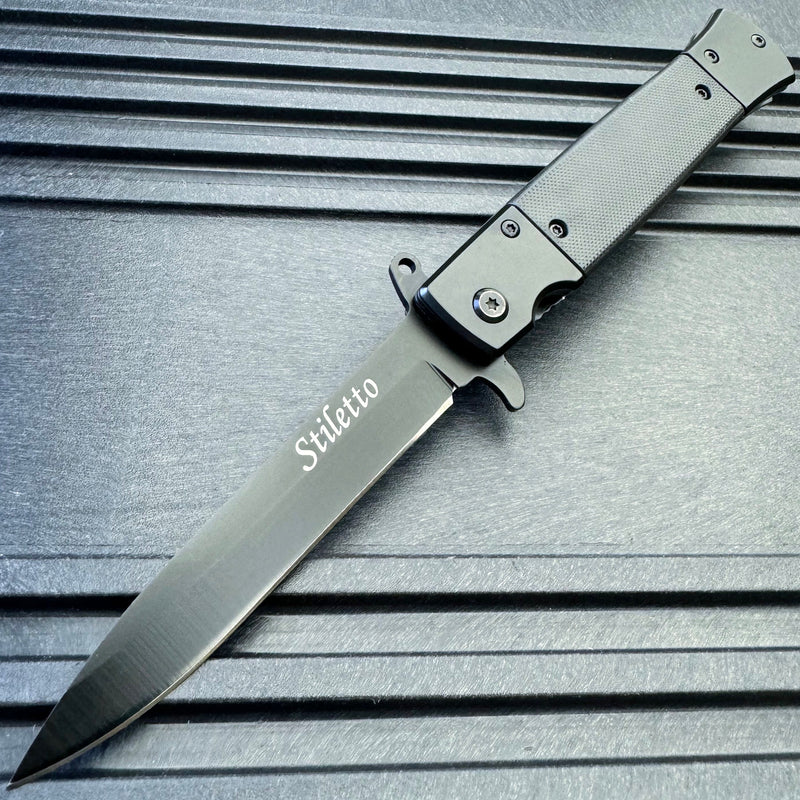 8.5" Military Spring Assisted Open Folding Pocket Knife G10 Handle Blade
