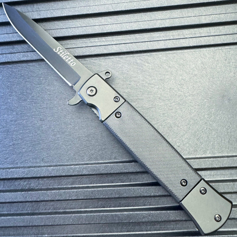 8.5" Military Spring Assisted Open Folding Pocket Knife G10 Handle Blade