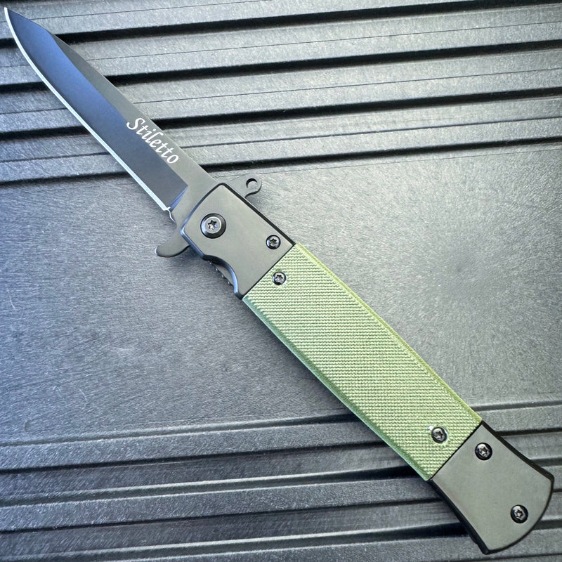 8.5" Military Spring Assisted Open Folding Pocket Knife G10 Handle Blade