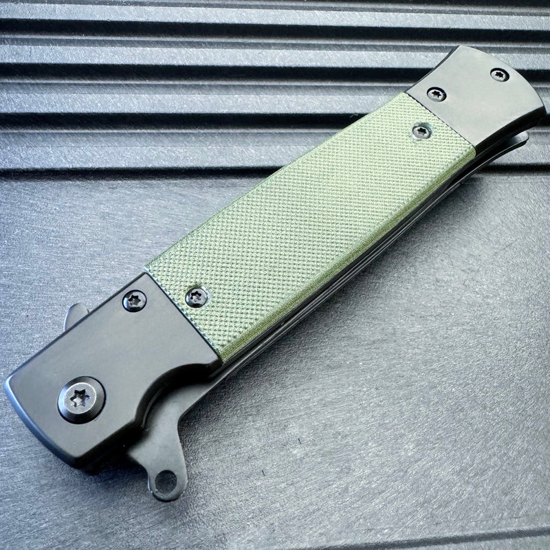 8.5" Military Spring Assisted Open Folding Pocket Knife G10 Handle Blade