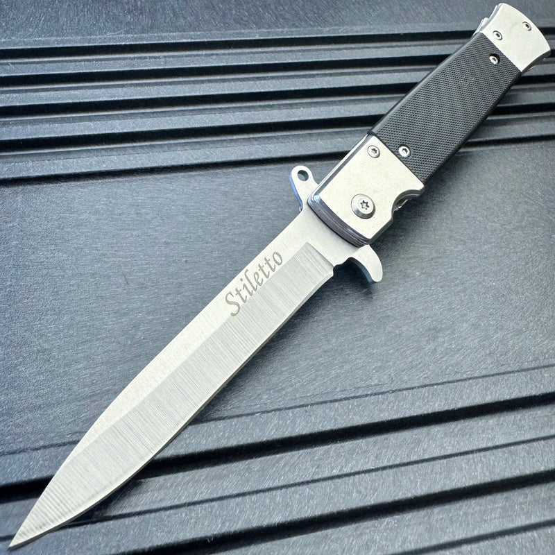 8.5" Military Spring Assisted Open Folding Pocket Knife G10 Handle Blade