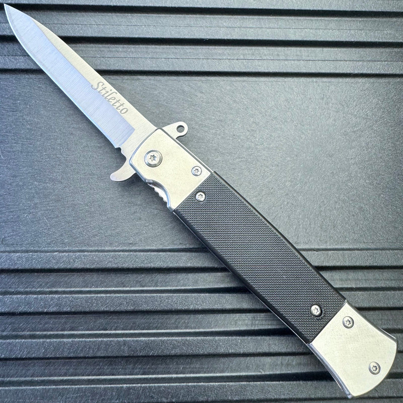 8.5" Military Spring Assisted Open Folding Pocket Knife G10 Handle Blade