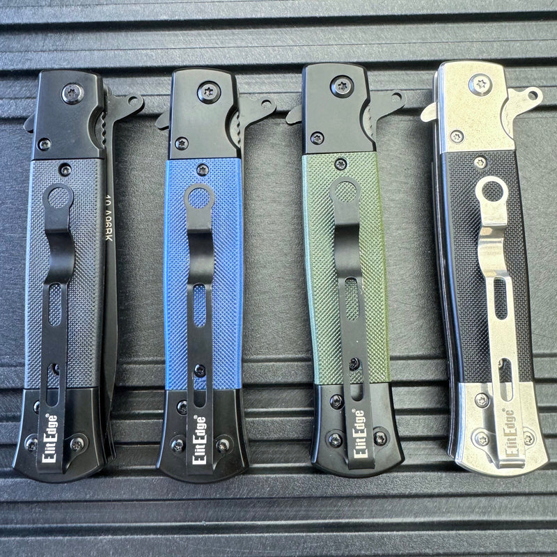 8.5" Military Spring Assisted Open Folding Pocket Knife G10 Handle Blade