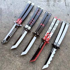 Anime Tanto Blade Balisong Butterfly Knife Trainer - Dull Blade