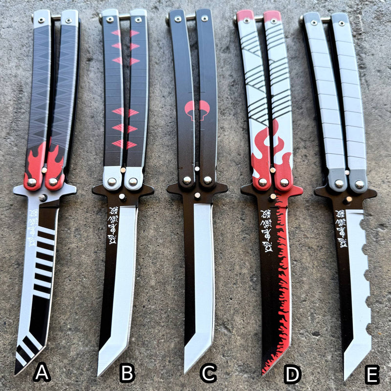 Anime Tanto Blade Balisong Butterfly Knife Trainer - Dull Blade