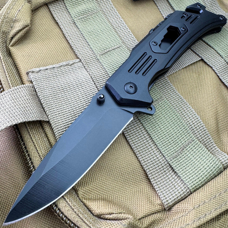S-TEC Linerlock A/O Black Aluminum Folding Stainless Pocket Knife