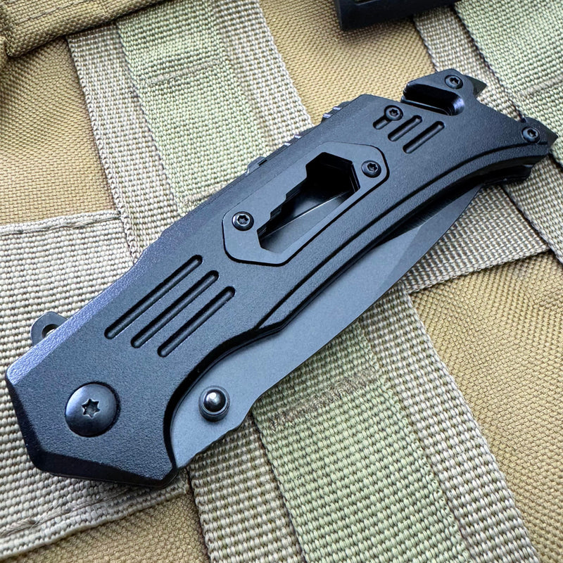 S-TEC Linerlock A/O Black Aluminum Folding Stainless Pocket Knife