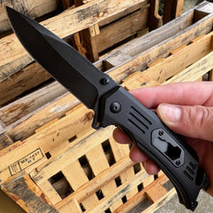 S-TEC Linerlock A/O Black Aluminum Folding Stainless Pocket Knife