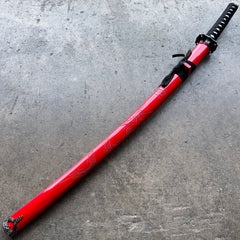 Red Japanese Samurai Sword KATANA High Ninja Blade Dragon Tang Machete