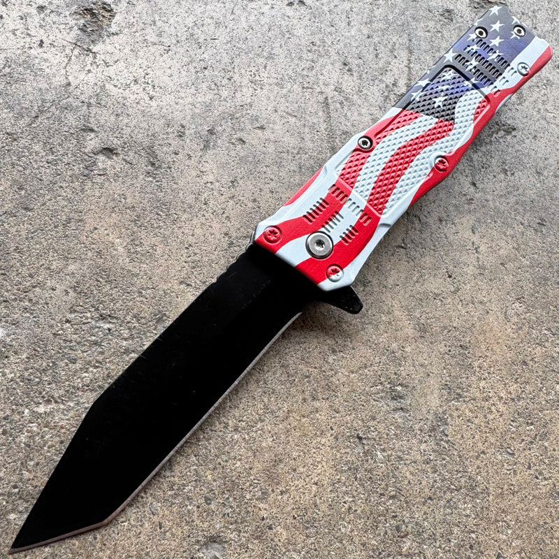 8" Tanto Blade USA Flag Pocket Knife